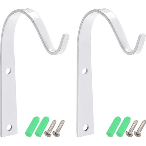 Eiserne Wandhaken, 10 cm Aufhängungshalterungen für Innen und Außen, zum Aufhängen von Laternen, Pflanzen und Lichtern (weiß, 2er-Set) (1/5)