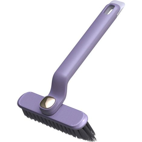 Brosse de nettoyage multifonction pour carrelage - Brosse rigide rotative à 360 degrés - Pour sols et murs de salles de bains et cuisines - Violet (1/5)