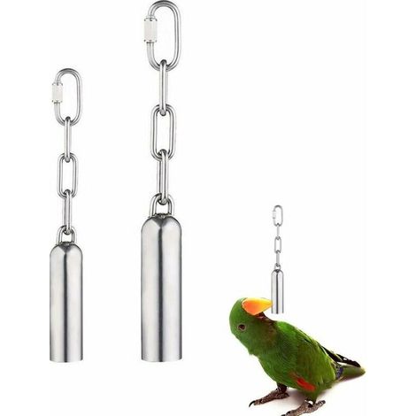 Clochettes pour perroquet (lot de 2) en acier inoxydable, jouet pour cage à perroquet.