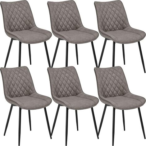 WOLTU Set of 6 Dining Chairs Faux Leather Office Kitchen Chair Living Home-Dark Grey