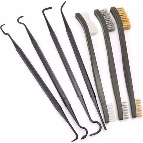 Nylon Wire Brush Set, Hook Cleaning Brush Set, Mini Wire Brushes, Nylon, Brass, Stainless Steel, Small Wire Brush, Plastic Handles, Cleaner (7 Pieces) (1/5)