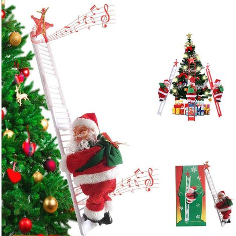 Figura De Papá Noel Con Escalera De Cuerda - Adorno Navideño Para Árbol - Decoración Navideña Reutilizable - 1 Unidad (1/5)