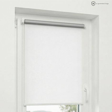 Estika Verdunklungsrollo ohne Bohren - 100 x 220 cm - Weiß - Thermorollo, Sonnenschutz für Fenster im Innenbereich, Klemmfix Fensterrollo (1/5)
