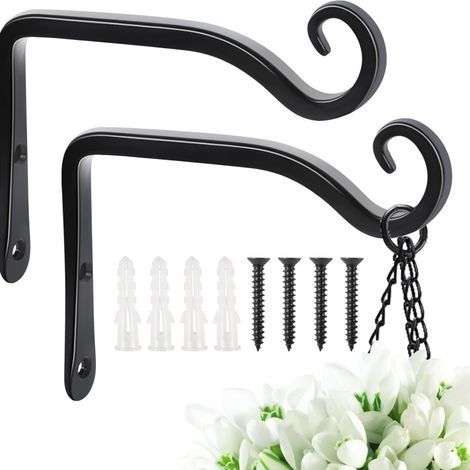 Set di 2 supporti decorativi da parete in ferro battuto per appendere vasi di fiori, piante, lanterne e altre decorazioni per la casa e il giardino. (1/5)