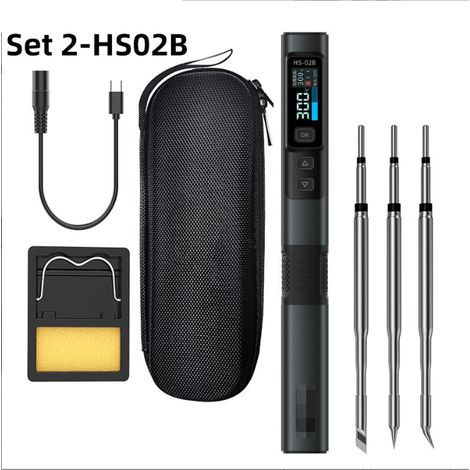 100-W-Lötkolben-Lötset, DC 9–24 V, PD/QC/DC-Heizung 180–842 ℉, 3 Schweißköpfe, IPS-Bildschirm, geeignet für elektronische Komponenten, Haushaltsgeräte, Heimwerker (1/5)