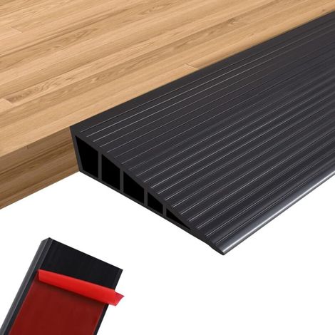 Rampe de seuil de porte de 2,0 cm de haut, bande de transition de sol auto-adhésive de 40 cm de long, rampe de seuil de porte en caoutchouc (noir).