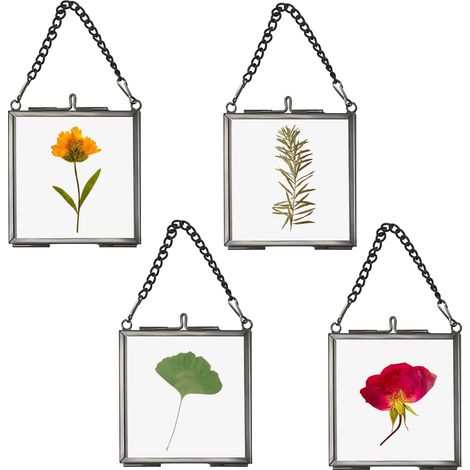 Lot de 4 mini cadres photo carrés en métal et verre - Noir - 7 x 7 cm (1/5)