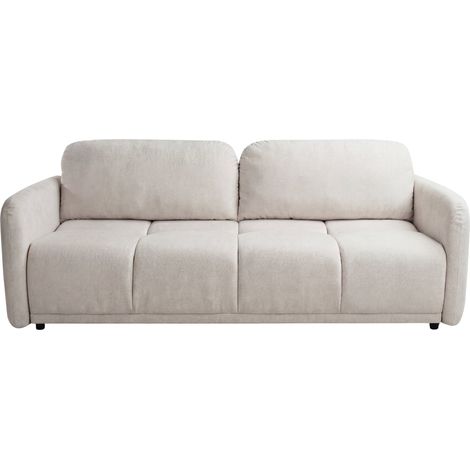 DANA - Canapé droit convertible tissu lisse 3 places - Taupe