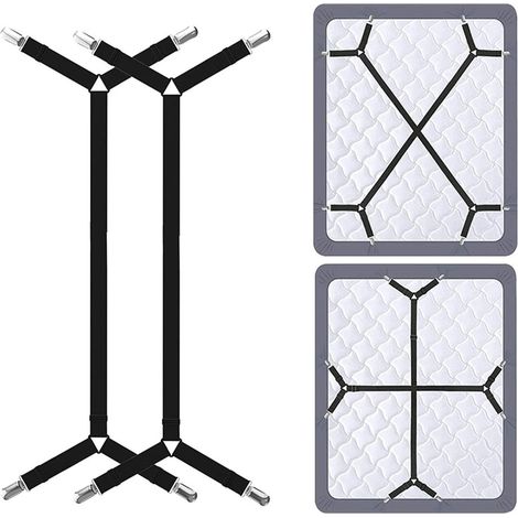 2 Pièces Noir Réglable élastiques Triangle Sangles, Sangles de Support de Drap de lit Longues réglables Pinces pour Drap de lit pour Drap Lit,Canapé (1/5)
