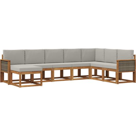 Outdoor Sofa Set 8 pcs Natural and Light Grey Solid Acacia Wood vidaXL (1/5)