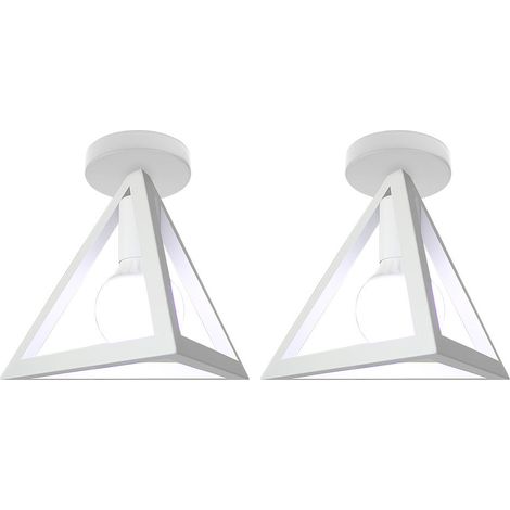 Plafones Triangular Moderna de Metal, E27, Blanco, 2PCS (1/5)
