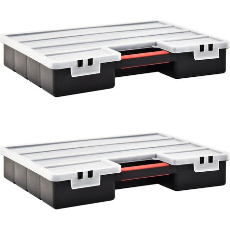 Boîtes de rangement, 2 pièces. Séparateurs réglables, 460 x 325 x 80 mm