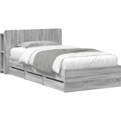 Bed Frame with Storage Grey Sonoma 75 x 190 cm Engineered Wood vidaXL (1/5)