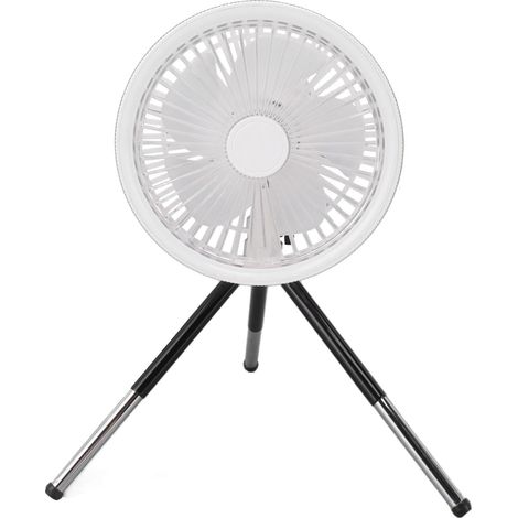 Ventilateur trépied rechargeable USB, rétractable et portable, avec télécommande et veilleuse intégrées. (1/5)