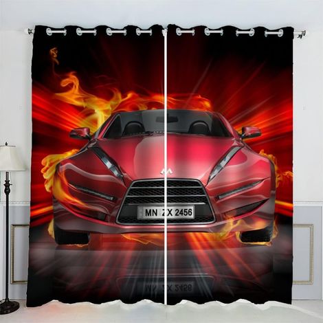 Rideau Voiture De Course Voiture Cool Rideau Thermique Isolant Anti Froid Rideau Occultant Oeillet 2 Pièces Opaque Salon Maison Décoration Rideaux Polyester (234x183 cm) - 2x117x183 cm(234x183) (1/5)