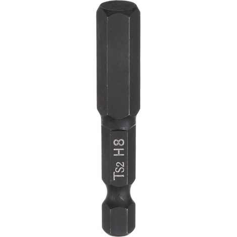 1Pcs H8 Embout de Tournevis Hexagonal 8mm Métrique Pointe Plate 1/4" Tige Hexagonale 50mm (2") Longueur Magnétique Phosphate Noir Embouts de Tournevis à Six Pans Creux (1/5)