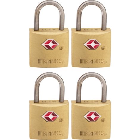 Lot de 4 cadenas de voyage à clés en laiton massif de 22 mm – Chromé avec anse en acier trempé, serrure pour les voyages et l'inspection (1/5)