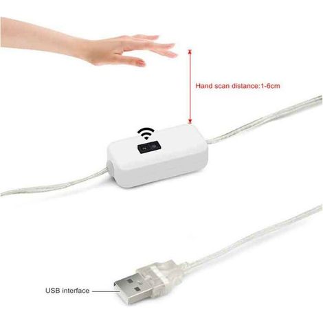Ruban LED de 1m avec détecteur de mouvement. Lumière blanche 6500K, étanchéité IP65, batterie rechargeable USB. Bande LED autocollante pour chambres, salons, cuisines, armoires et décoration (1/4)