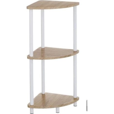 Etagère de rangement de cuisine coloris blanc-chêne - Longueur 30 x Profondeur 30 x Hauteur 80 cm (1/4)