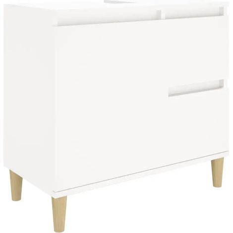 Mobiletto da bagno con 2 cassetti organizzazione flessibile 65 x 33 x 60 cm legno composito bianco 020048410