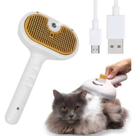 Brosse Vapeur Chat, 4 en 1 Brosse à vapeur pour chats, Brosse à Vapeur pour Chat, Brosse pour le massage (1/5)