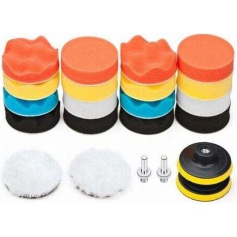 [JAMAIS UTILISÉ] 22 Pièces 80mm Polissage Pad Éponge de Polissage Éponge Polir Kit pour avec M10 Foret pour Perceuse Tampon de Polissage en Laine pour Polissage de Voiture Meulage Cirage (1/4)