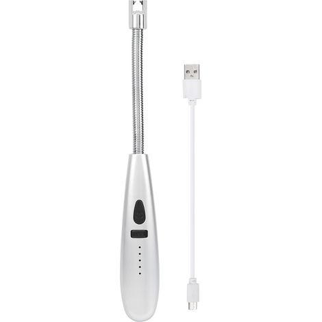 Allume-gaz USB rechargeable métal mat argenté pour camping et plein air (1/5)