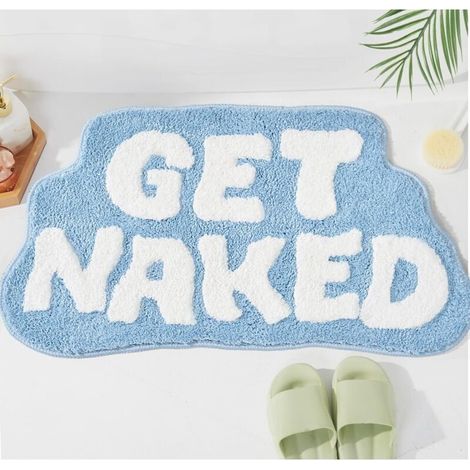 Bardusch-Tapis de bain irrégulier 78,7 x 45,7 cm, antidérapant, bleu et blanc, amusant (1/4)