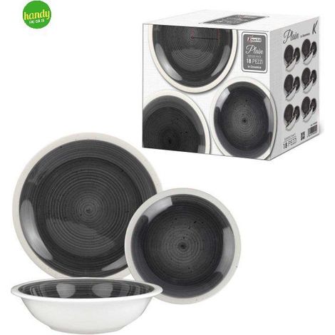 Servizio piatti Plain Kasaviva nero 18pz