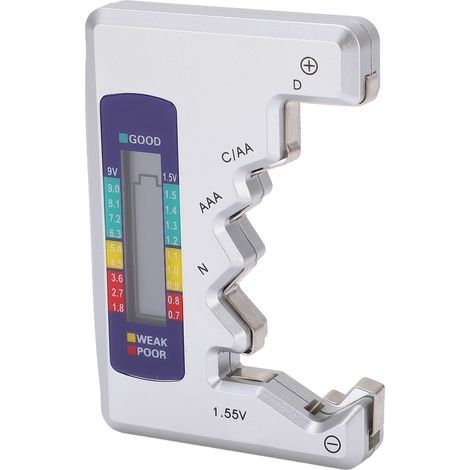 Digitaler Batterietester 150 mAh, tragbarer Kapazitätsdetektor für D-, N-, AA-, AAA- und Knopfzellenbatterien (1/5)