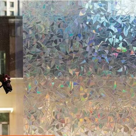 Rainbow effect electrostatic window film, decorative privacy film, 3D UV protection film, 30 x 100 cm (1/5)