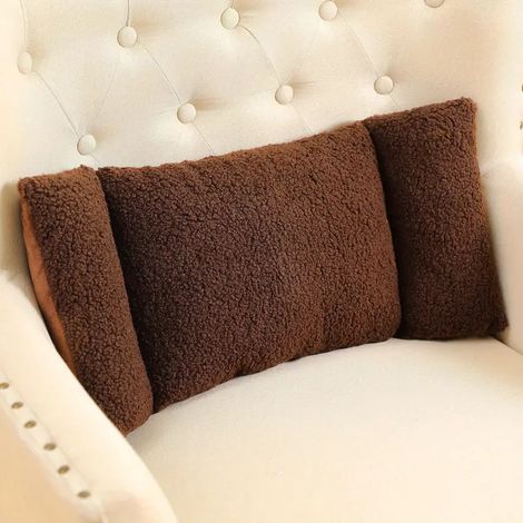 Coussin de dossier en 3 parties, coussin de soutien lombaire, coussin oreiller - coussin de soutien lombaire pour canapé - coussin de voiture (marron)