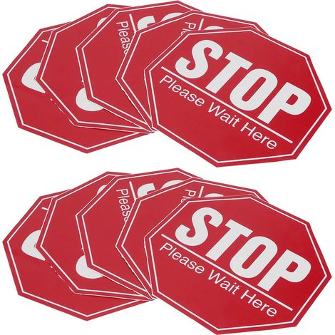 Lot de 2 autocollants de sol, autocollant de panneau d'arrêt de sol, autocollant d'avertissement de marqueur de sol de distance de sécurité pour centre commercial, école (1/5)