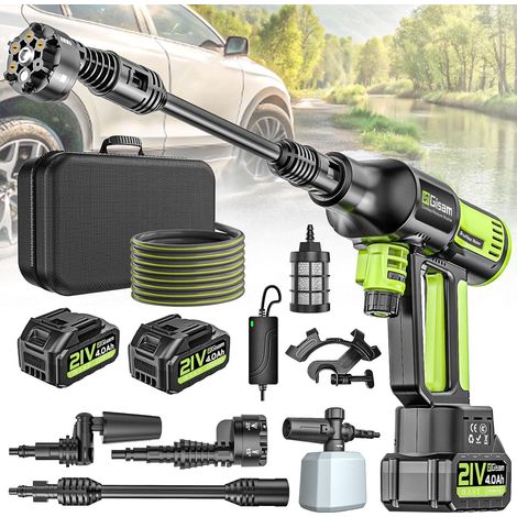 Pressure Washer Cordless High Pressure Washer 4 Speeds Max. 120 Bar with 2 Batteries 4.0 Ah, 6 in 1 Rotating Nozzle and 180 °,5 m Hose, Cleaning Watering (1/5)