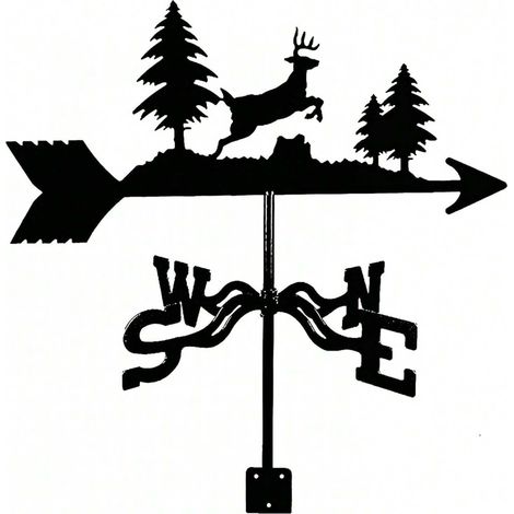 Wetterfahne mit Waldhirschmotiv, Messinstrument, Gartendekoration, Richtungsanzeiger für den Hof (1/5)