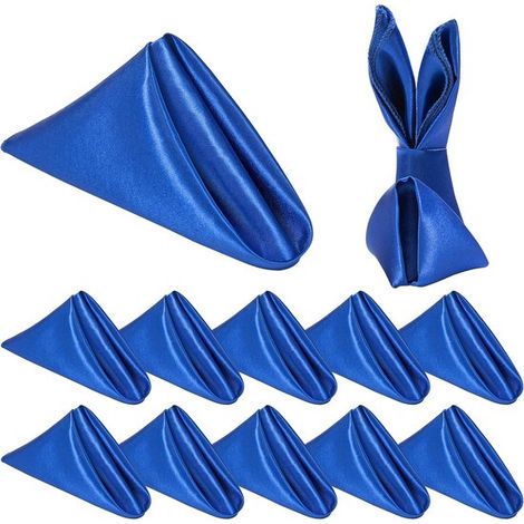 Lot de 12 serviettes carrées (50 x 50 cm) – Idéales pour les restaurants, les banquets et les fêtes de remise de diplômes – Polyester – Bleues (1/5)