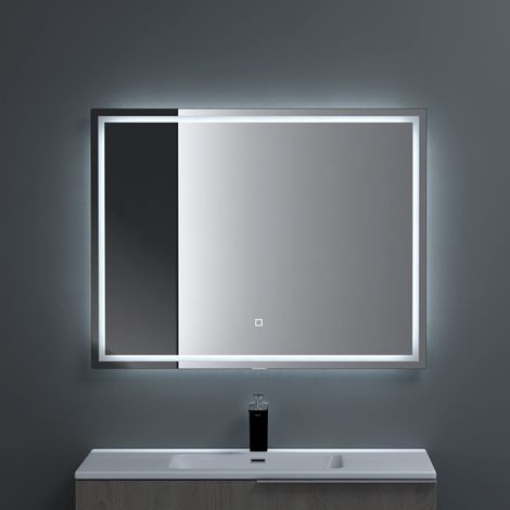 doporro Miroir de Salle de Bains Lumineux avec Éclairage LED Glace Éclairé Interrupteur Tactile 90x70cm (1/5)