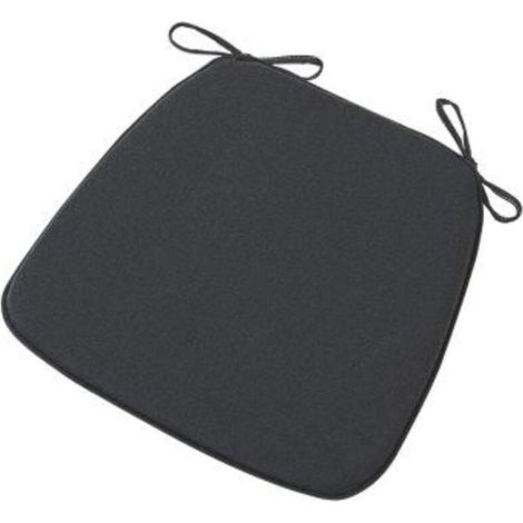 Lot de 2 coussins de chaise mesurant 40 x 38 x 3 cm, avec sangles, antidérapants et amovibles, idéal pour décorer les cuisines et les salons, noir. (1/5)