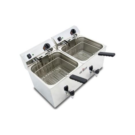 Friteuse électrique - 12+12L - Double cuve - Avec robinet - Triphasée - Arilex (1/3)