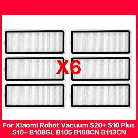 Pi��ces d��tach��es pour aspirateur robot Xiaomi S20 / S10 Plus / S10 / B108GL / B105 / B108CN : filtre de nettoyage, brosse principale et accessoires.