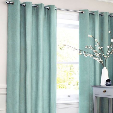 COTTON LOOK - Rideau en polycoton bleu clair 140x250 (1/5)