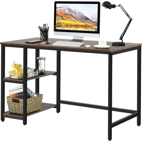 Wooden Computer Desk Industrial Writing Workstation PC Laptop Table Home Office (1/5)