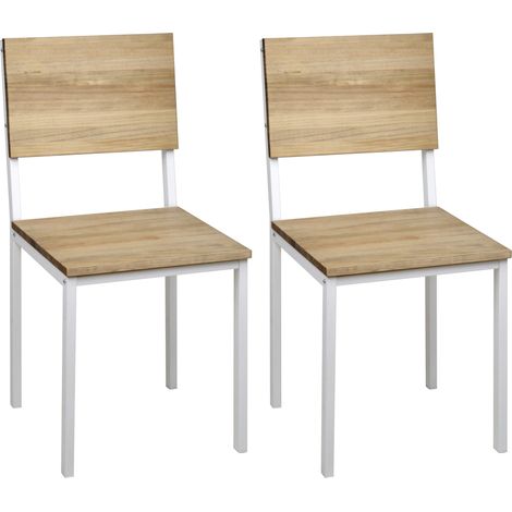 Pack 2 sillas icub desmontables 41X50x86cm Blanco en madera maciza de pino acabado vintage estilo industrial Box Furniture (1/5)
