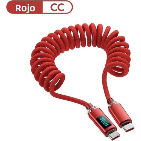 Câble USB-C ressort 120W écran numérique, 2m noir, charge rapide pour iPhone 15/16, Samsung, Huawei (1/4)