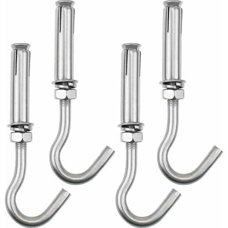 4-Pack Expansion Bolts M8 Anchor Bolt Hooks 304 Stainless Steel Bolts Open Hook Expansion Screw Bolts (1/5)
