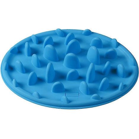 Gamelle anti-étouffement pour animaux de compagnie, compatible avec les chiens et les chats (25 x 18 cm), bleue (1/4)