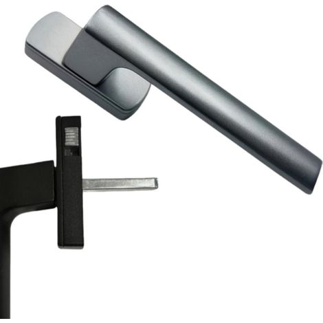 Poignée de fenêtre à battant verrouillable — Alliage d'aluminium, Levier droit incurvé ergonomique, Carré 25mm (1/5)