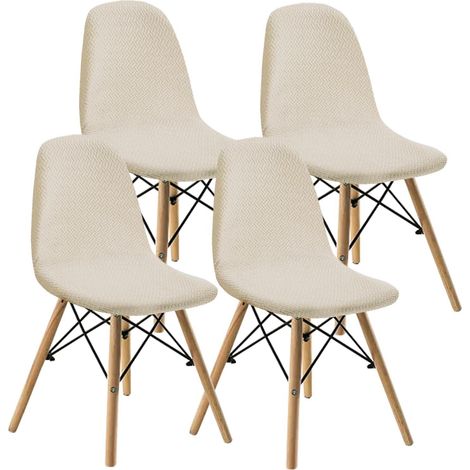 Elastische Stuhlbezüge 4er-Set, Jacquard Universell, Beige (1/5)