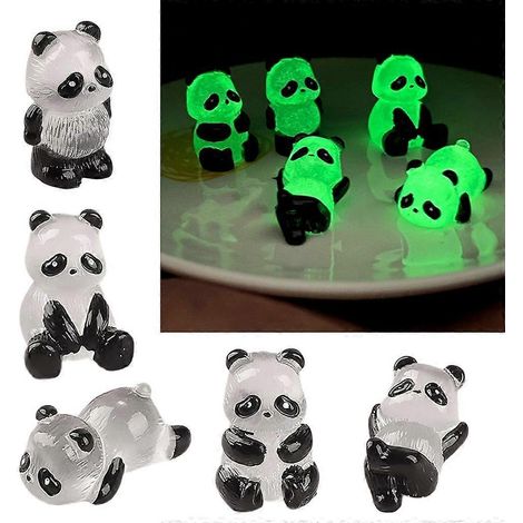 Mini statue lumineuse de panda, ornement de paysage miniature, figurines phosphorescentes (1/4)