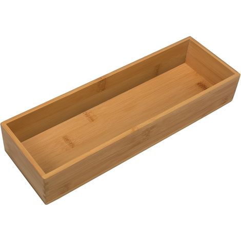 Organisateur de tiroirs en bambou 30 x 10 x 5 cm - Boîtes de rangement multifonction - Couverts, maquillage, cuisine, salle de bain, bureau (1/5)